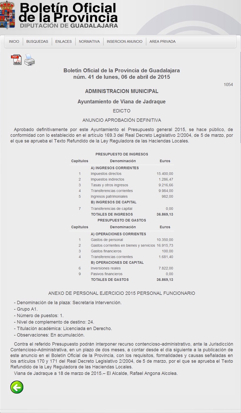 Presupuesto Municipal 2015